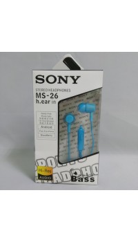 Вакуумные внутриканальные наушники SONY MS-26 Bass с микрофоном Синие