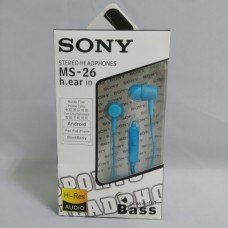 Вакуумные внутриканальные наушники SONY MS-26 Bass с микрофоном Синие