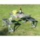 Алюминиевый стол для пикника раскладной со 4 стульями Folding Table 85х67х67 см (Серебристый)