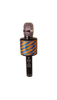 Беспроводной микрофон караоке блютуз K319 Bluetooth динамик USB Сине-желтый