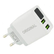 Сетевое зарядное устройство 3.1A 2 USB c экраном QC03 Белый