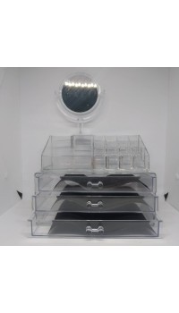 Акриловый органайзер для косметики с зеркалом Cosmetic Storage Box модель JN 878