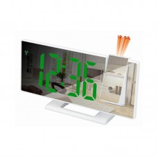 Светящиеся зеркальные часы - будильник с проектором времени на стену или потолок , и термометром Gaosiio DS-3618LP Белые зеленная подсветка