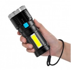 Фонарь аккумуляторный Yajia L-S03 ручной прожектор 4 LED с зарядкой от USB + боковым светом COB