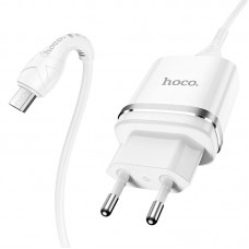 Зарядное устройство 220В 2 USB с кабелем 2.4A USB - Micro USB Hoco N1 Speedy Белый