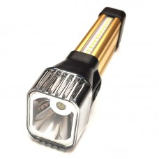 Ручной светодиодный аккумуляторный фонарь лампа с боковым светом COBA CB-888 USB Золотой
