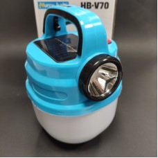 Подвесной фонарь светильник LED с крючком для кемпинга с аккумулятором и солнечной панелью HB-V70 Синий