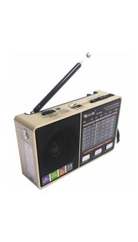 Радиоприёмник колонка с радио и фонариком FM USB MicroSD Golon RX-8866 на аккумуляторе Золотой